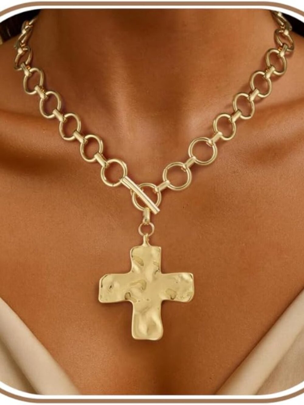 Chunky Gold Necklace for Women Trendy Non Tarnish 14K Gold Plated Paperclip Chai